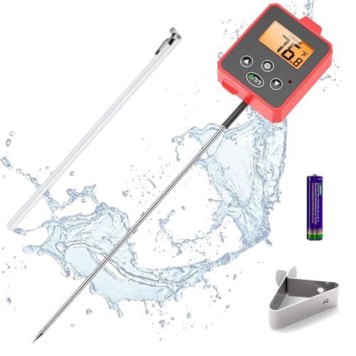 Timloon Digital Candy Thermometer with Pot Clip, Backlight LCD, 8" Long Probe, Temperature Alarm, ℃/℉ Switch, Instant Read Kitchen Thermometer for Cooking, Baking, and Candy Making