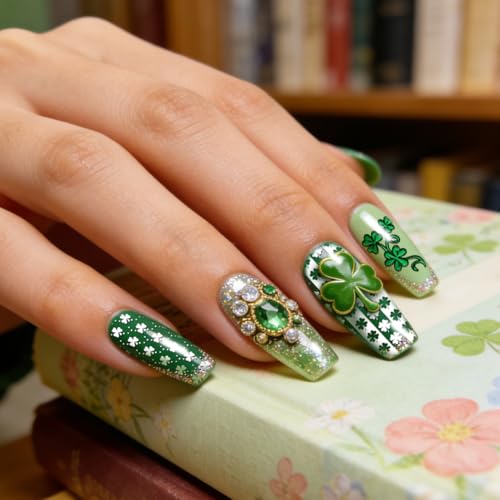 PH PandaHall 3pcs St. Patrick's Day Nail Stamping Plates, Lucky Shamrock Clovers Nail Art Templates Stainless Steel Image Plate Stencils with Tool for Women DIY Print Manicures Salon Design Supplies - style: St. Patrick's Day