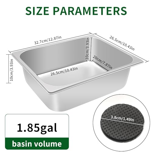 Dog Dish Stainless Steel Water and Feed Bowl with Non-Slip Pads (1.85Gal-1Set) - size: 1.85Gal-1Set