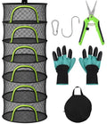 Herb Drying Rack Hanging Mesh 6 Layer 24" with Zipper, Gloves, Garden Pruning Shear, Hook & Carabiner Clip for Drying Herbs, Plants, Seeds, Buds | Outdoor, Hydroponics Herb Dryer Hanging Rack - style: 6 Layer 24"