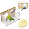 Bird Nesting Box for Window,Transparent Parakeet Nest Breeding Box Parrot Breeding Mating Box Bird Nest Box House Cage Accessories with Wood Perch for Parakeet Budgie Conure Parrot