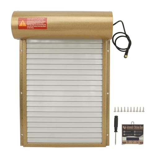 Automatic Chicken Coop Door Opener Battery Powered Timer LED Display with Programmable Controller for Chicken Duck Goose Poultry Coop (Gold) - color: Gold