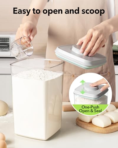 Airtight Pop Food Storage Container with Lid & 130ml Scoop, 4L/4.2qt BPA-Free Cereal, Rice, Flour, Pasta & Snack Container, Stackable & Durable,Kitchen Pantry Organizer - color: 4L/4.2qt