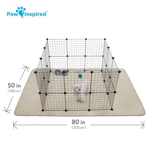 Paw Inspired 80x50 Inch Playpen Mat, Fleece Cage Liner, Beige | Super Absorbent, Waterproof Non-Slip Bottom, Play Pen Pad for Dogs, Rabbits, Guinea Pigs, Hamsters, Small Animals, Pets - color: Tan