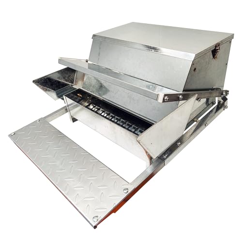 Rat Proof MAX-25Lbs Treadle Chicken Feeder No Waste Poultry Feeder | Weatherproof galvanized metal durable, Rodent-proof design, Reduces feed waste, Well-constructed, Easy setup