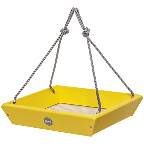 Birds Choice Color Pop Hanging Tray Bird Feeder | Yellow | Recycled Plastic Platform, Bright Garden Color, Welcomes a Variety of Wild Birds, Easy to Clean - color: Yellow/Gray
