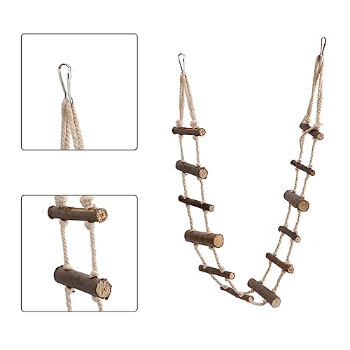 39.4in Rope Ladder Bird Ladder Wooden Bird Bridge Hamster Bridge | Rope Ladder for Small Pets Hamsters Mice Gerbils Parrots and Chinchillas
