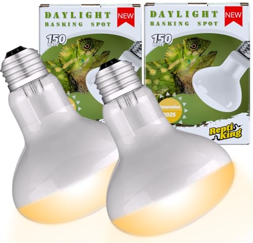 Reptile Heat Bulb Lamp, 150W 2-Pack Daylight Basking Spot, Bearded Dragon/Turtle/Lzard/Gecko Light Bulb, UVA Heat Lamp, Basking Light for Reptiles - size: 150W