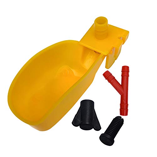 10set Quail Waterer Automatic Bird Water Cups for Cage Hang Drinker Poultry Bird Watering System (Yellow) - color: yellow
