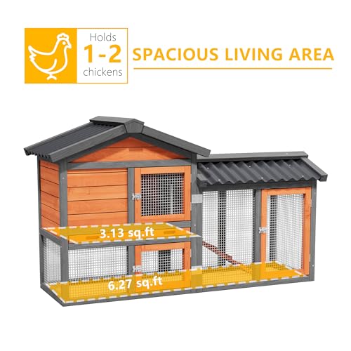 Chicken Run Coop, Small Poultry Quail Cage Rabbit Pet Hutch House | Pull-Out Removable Tray, Asphalt Openable Roof, Non-Slip Ramp,Ideal for Backyard Outdoor Use - color: Brown