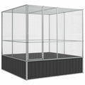 Large Bird Aviary Outdoor Chicken Coop 83" x 81" x 83" Galvanized Steel Parrot Cage with Lockable Door and Mesh Grid Walk-in Poultry Pen for Ducks Rabbits Anthracite and Silver - color: Silver