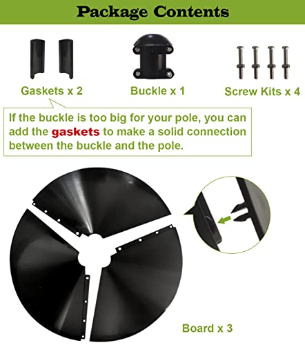 19 Inch Wide Squirrel Baffle for Bird Feeder Pole, Outside Pole Mount Stopper & Bird House Guard for Outdoor Shepherd’s Hook, Black, 1 Pack - color: Black