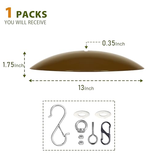 13" Bird Feeder Dome, Hummingbird Feeder Rain Guard, Bird Feeder Cover,Baffle for Bird Feeder Pole,Smart Birds Feeder's Umbrella(Brown), 1 Pack - color: Brown, size: 13Inch / 1 Pack