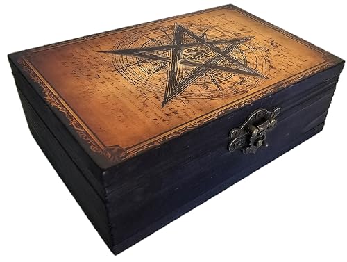 RK Collections Wooden Tarot Box for Cards Crystal Holder | Astrology Trinket Keepsake Box. Fengshui Luck Talisman Decorative Gift Case/Holder. (6.5" Tarot/Evil Eye/Ouija) - style: Tarot