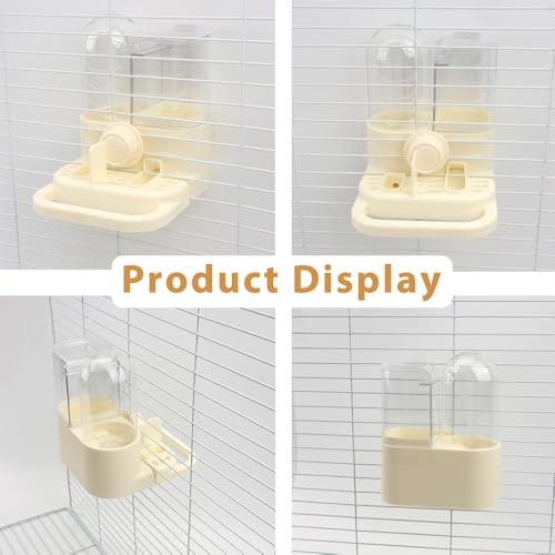 Automatic Bird Feeder and Water Dispenser Combo, 2-in-1 No-Spill Cage Mounted Parrot Food Water Bowl with Perch, Leak-Proof Bird Feeding Station for Parakeets Cockatiels Conures Lovebirds Small Birds
