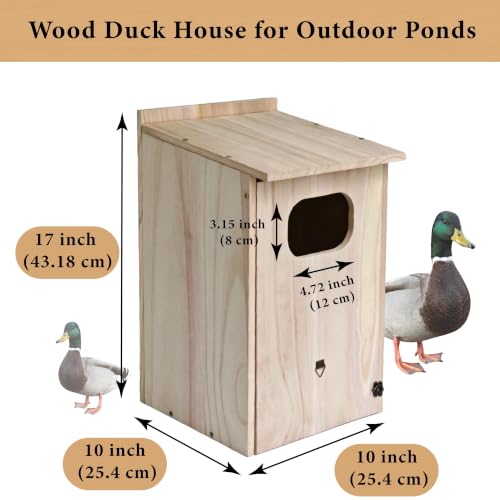Wood Duck House, Sturdy Weather-Resistant Nesting Box and Shelter | 17x10x10 Inches, Weather-Resistant, for Ducks, Hooded Mergansers & Waterfowl, Ideal for Outdoor Ponds, Wetlands & Backyards
