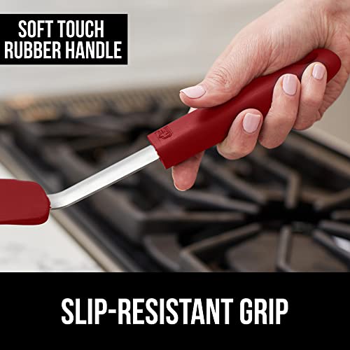 Gorilla Grip Silicone Spatula and Meat Tenderizer, Flexible Silicone Spatula Size 11.6 inch, BPA Free Heat Resistant, Spiked Side Meat Tenderizer, Both in Red Color, 2 Item Bundle