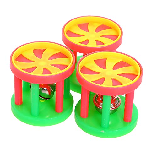 QBLEEV Bird Roller Rattles Toys, Parrot Foot Toys, Foraging Chewing Bell Training Trick Toys, Birds Play Gym Activity Center Cage Accessories for Small Parrots-3 Pack - style: Bird Roller Rattles Toys 3 Pack