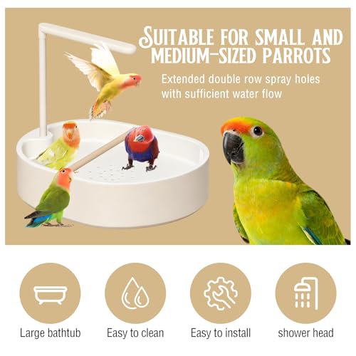 Automatic Bird Bath, Large Bird Shower Fountain, Parrot Bathtub with Circulating Faucet, Indoor Fountain with USB Pump for Cockatiel, Conure, Budgie, African Grey, Lovebird - color: C
