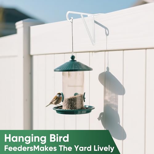 4 Pack Vinyl Fence Hooks, Heavy Duty Durable White Fence Plant Hangers for Outdoor, Over The Fence Hooks, Patio Hooks for Hanging Plants, Flower Baskets, Bird feeders, Lights, Pool Equipment - color: White