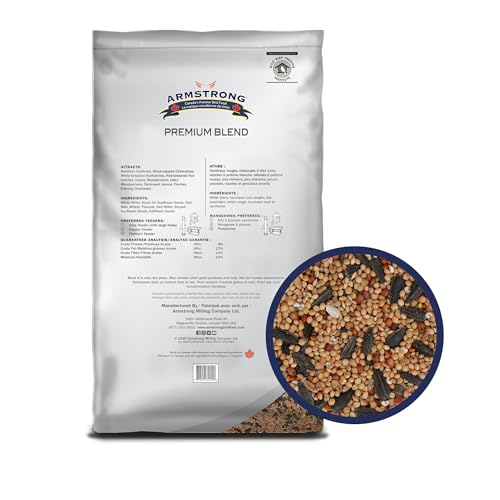 Armstrong Wild Bird Food Premium Blend, 30.8 Pounds - with White Millet, Black Oil Sunflower, Wheat, Peanuts, Striped Sunflower and Safflower for Northern Cardinals and Black-Capped Chickadees - size: 30.8 Pound (Pack of 1)