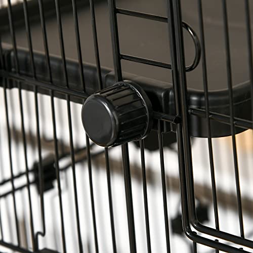 PawHut 59.5" Small Animal Cage with Wheels, 6-Level Portable Bunny Cage, Chinchilla Ferret Cage with Removable Tray, Platform and Ramp | Portable Chinchilla Ferret Cage, Platform, Ramp - size: 53.5"L x 18.0"W x 28.8"H