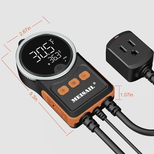 Temperature Controller, for Aquaculture or Plant Seedling, Pet Temperature Controller, Reptile Thermostat, with Overheat Protection and Dualensor Smart Protection - color: MS-60B