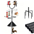 U-Shape 92" Bird Feeder Pole, Squirrel Proof 5-Prong Base for Bird Buddy | Squirrel baffle, 4 shepherd hooks, seed & birdbath tray; U-shape mount holds smart feeders & bird houses for yard garden
