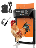 Automatic Chicken Coop Door, Aluminum Automatic Chicken Door with Anti-Pinch Feature, Timer and LCD Display (New-Orange)