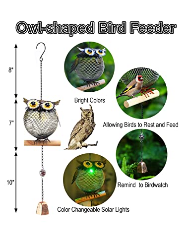 Solar Bird Feeder,Squirrel-Proof Bird Feeders for Outside,Cute Animal Shaped Birdfeeders,Owl Decoration Gifts(Owl Shaped) - style: Owl Shaped