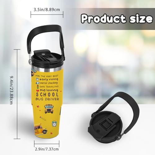 School Bus Driver Gifts for Women Men - 30oz Bus Driver Tumbler with Handle, Insulated Stainless Steel Travel Mug, Leakproof & Cup Holder Friendly - Perfect for Appreciation, Retirement & Birthday - color: SchoolBusDriver1