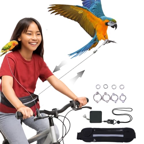 Hands-Free Bird Harnesses Suitable for Cycling and Driving Outdoors and Belts self-retracting Fanny Pack Bird Leash suirtable for Parrots Conures Cockatiels - size: medium group