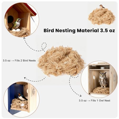 Natural Bird Nesting Materials, 4 Kinds Mixed Fibers (Jute, Hemp, Cotton, Grass), Professional Ratio Safe Nesting Pads for Budgies, Parrots, Finches, Canaries & Other Small Birds (100g/3.5oz) - style: 100g Natural Bird Nesting Materials
