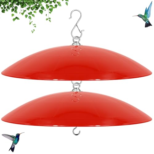 16-Inch Widened Bird Feeder Cover,Hummingbird Feeder Rain Guard,Squirrel Baffle for Bird Feeders,Squirrel-Proof for Wide Outside Tree Trunk or Eave,Gift for Wumen,(Bright Red),2 Pack - color: Red, size: 16''/2P