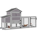 Chicken Coop Chicken House for Outdoor, Poultry Cage with Wheels Large Mobile Hen House and UV-Resistant Roof - Grey