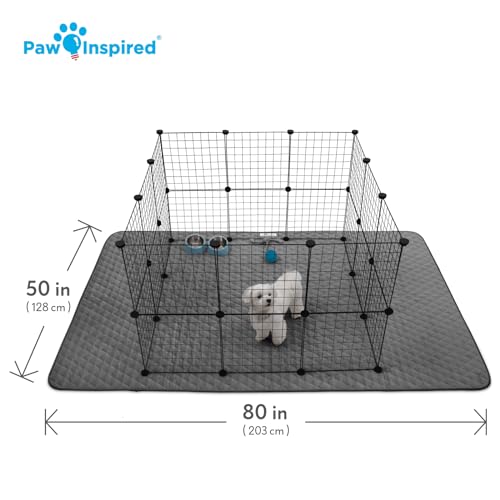 Paw Inspired 80x50 Inch Playpen Mat, Fleece Cage Liner, Dark Gray | Super Absorbent, Waterproof Non-Slip Bottom, Play Pen Pad for Dogs, Rabbits, Guinea Pigs, Hamsters, Small Animals, Pets - color: Dark Gray
