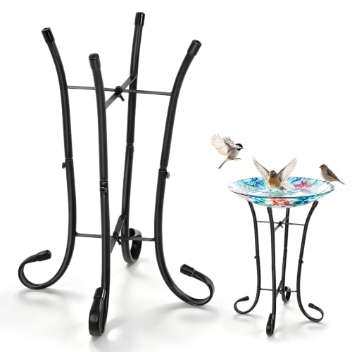 Outdoor Metal Bird Bath Stand, Sturdy Birdbath Bowl Stand, 17 Inch, Fade and Weather Resistant, Outdoor Decoration for Glass BirdBaths, Garden Yards Lawn(Elegant) - style: Elegant