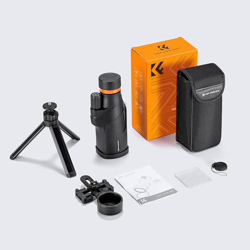 K&F Concept® 12X50 Monocular Telescope - size: High Power Monocular with Phone Holder & Tripod