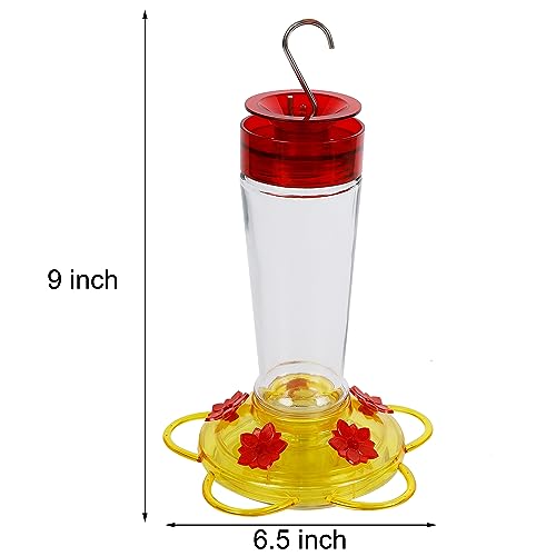 Shrdaepe Hummingbird Feeder, Glass Bottle Bird Feeders, 5 Feeding Ports (Red & Yellow) - color: Red & Yellow