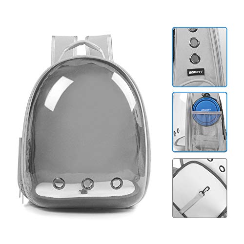 Cat Backpack Carrier, Pet Backpack, Breathable Cat Dog Space Capsule Backpack, Airline-Approved for Small Cats Dogs Birds Bunny Travel Hiking - color: GREY