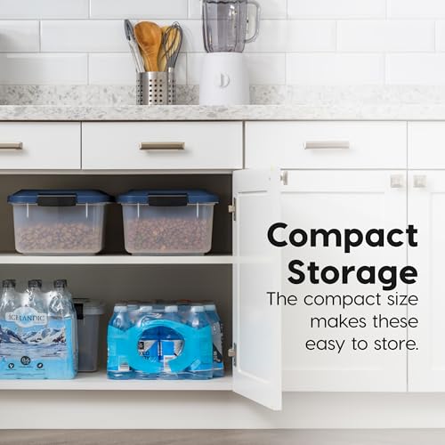 IRIS USA Dog Food Storage Container, 2-Pack, Up to 14 lbs, Navy | Made in the USA, Comes with 2-Cup Sccop, Stacklable, Airtight Seal, BPA-Free, Bird Seed, Cat food, Treats, Keeps Kibble Fresh - color: Navy, size: 14 lbs - 2 Pack