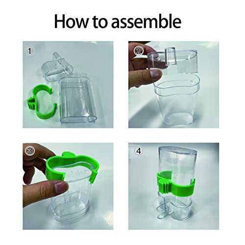 [2 Pack] Seneme Automatic Bird Water Dispenser for Cage, Birds Clear Dispenser Food Feeder, Bird Food Feeder for Cage