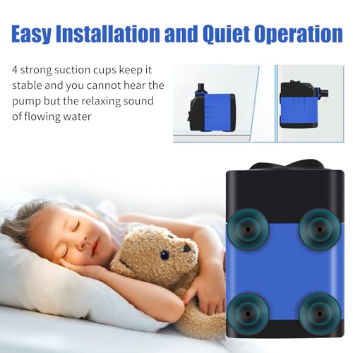 AQUANEAT Small Fountain Pump, 160 GPH Mini Submersible Water Pump with 3.3 ft Tubing, for Aquarium Fish Tank, Pet Water Fountain, Hydroponics, Pond Waterfall Filter Pump - size: 160 GPH