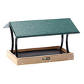 Birds Choice SNFT-300 Fly-Thru Feeder, Recycled Pole Mounted Bird Feeder, Large, Taupe/Green | Recycled Plastic Platform with Roof, Welcomes Cardinals, Jays and Other Wild Birds, 19in x 15.75in x 13in