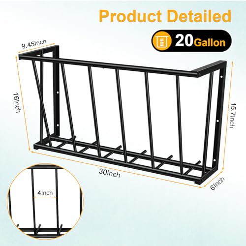 30" Wall Mount Hay Rack, 20 Gallon Capacity Livestock Feeder | Steel Hay Feeder& Blanket Holder , Metal Wall Hay Rack for Goats, Sheep and Storage