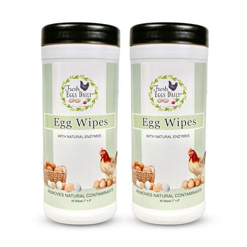 Fresh Eggs Daily Egg Wipes – Enzyme-Based Egg Cleaner for Backyard Chickens, No Rinse Needed, Natural Enzyme Formula - Natural Cleaning Wipes (2-Pack) - size: 40 Count (Pack of 2)