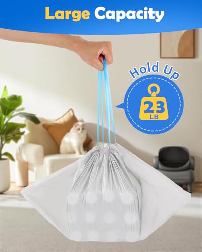 30 Count Automatic Cat Litter Box Liners Bags Compatible with NeakasaM1 Petpivot Autoscooper 11/12 and Similar Open-Top Self-Cleaning Cat Litter Box, Drawstring Handle Heavy Duty Leak-proof, 27*13in - size: 30 Count (Pack of 1)