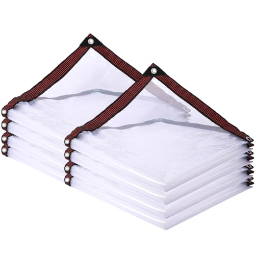 Clear Tarp with Grommets 8x12 ft, 2 Pack 10 Mil Waterproof Vinyl - color: Black Border, size: 8x12 ft-2P