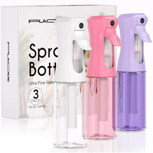 Continuous Spray Bottle for Hair Ultra Fine Mist Sprayer 3 Pack 6.8 OZ | Continuous Hair Spray Bottles Refillable Water Mister Sprayer for Hairstyling, Plants, Pets, Skincare,Salons,Barber,Cleaning - color: Pink Purple White, size: (3-Pack)-6.8 Oz