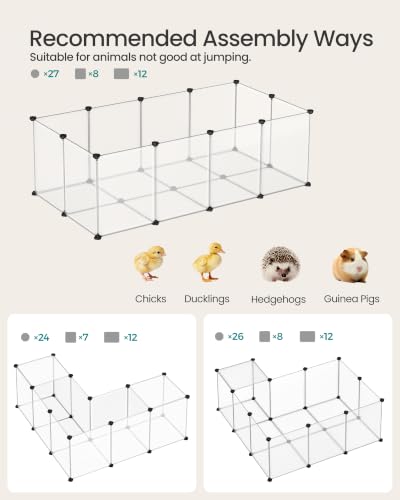 SONGMICS Pet Playpen with Floor, Small Animal Pen, Pet Fence Indoor, DIY Plastic Enclosure for Hamsters, Rabbits, Hedgehogs, Ferrets, 56.3 x 28.7 x 18.1 Inches, White ULPC02W | Pet Fence Indoor, DIY Plastic Enclosure for Hamsters, Rabbits, Hedgehogs, Ferr